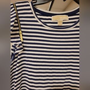 Michael Kors Navy and White Striped Short Sleeve Dress